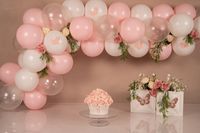 rose balloons whit flowers and butterfly&#039;s
